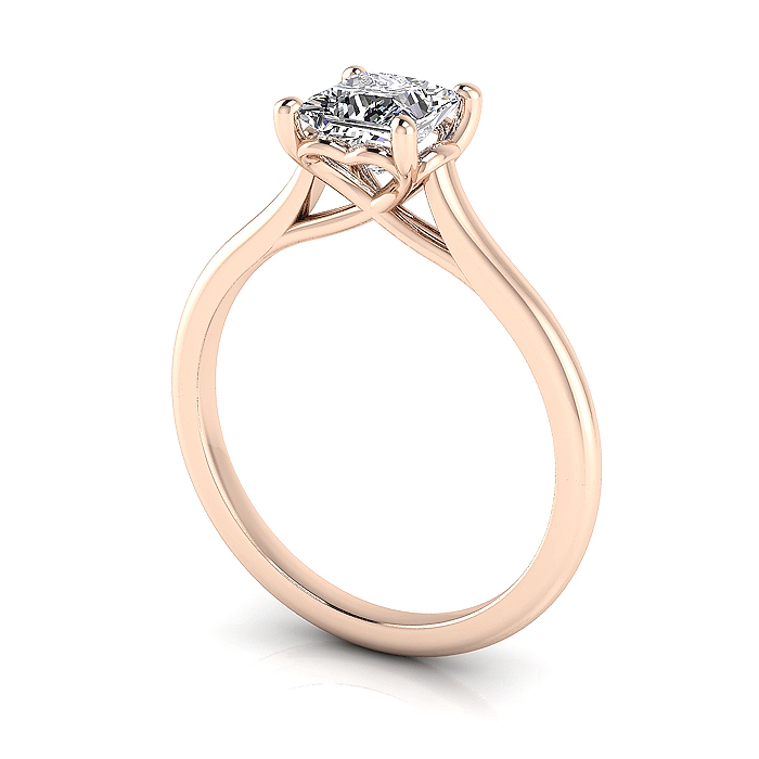 Princess cut Diamond Ring, Rose Gold, RS1