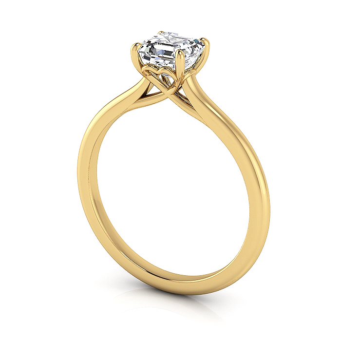 Asscher cut diamond ring yellow gold, RS1