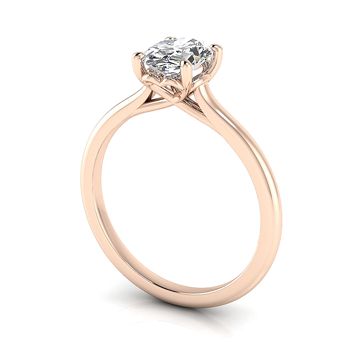 Oval Engagement Ring, RS1, Rose Gold 3D Oval Engagement Ring, RS1, Rose Gold 3D