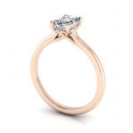 Emerald cut Engagement Ring RS1 Rose Gold 3D