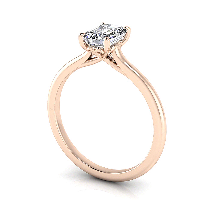 Emerald cut Engagement Ring RS1 Rose Gold 3D