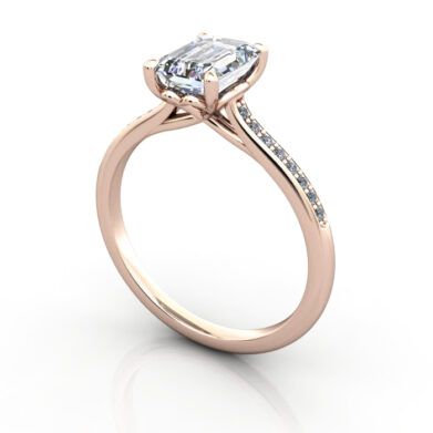 Thumb Emerald Diamond Ring with Accents RSA1 Rose Gold 3D