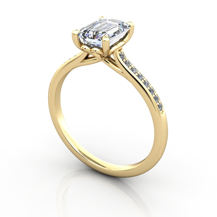 Thumb Emerald Diamond Ring with Accents RSA1 Yellow Gold 3D