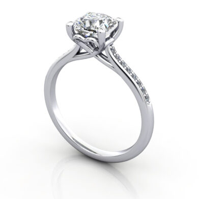 Thumb Cushion Diamond Ring with Accents RSA1 White Gold 3D