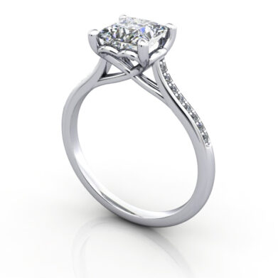 Thumb Princess Diamond Ring with Accents RSA1 White Gold 3D