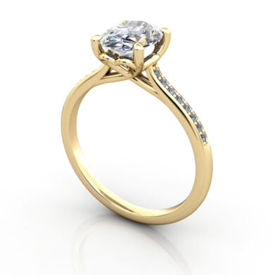 Thumb Oval Diamond Ring with Accents RSA1 Yellow Gold 3D