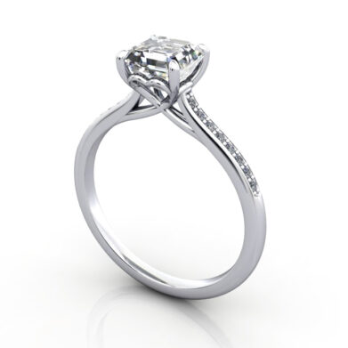 Thumb Asscher Diamond Ring with Accents RSA1 Platinum 3D