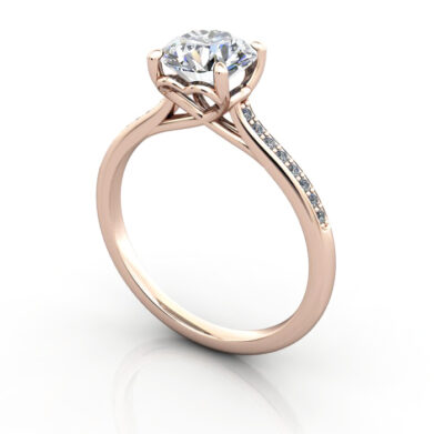 Thumb Round Diamond Ring with Accents RSA1 Rose Gold 3D