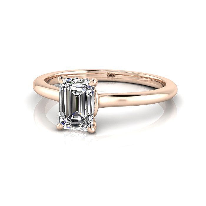 Emerald cut Engagement Ring RS1 Rose Gold LF