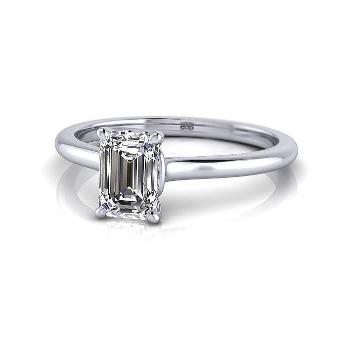 Emerald cut Engagement Ring RS1 White LF