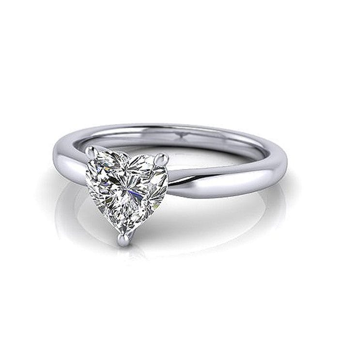 Heart Shape Engagement Ring, RS7, White Gold, LF