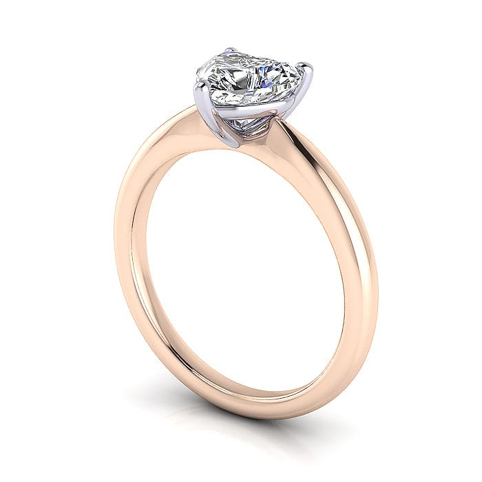 Heart Engagement Ring, RS7, Rose Gold, 3D
