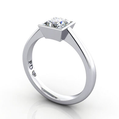 Thumb Diamond Ring RS10 Princess White Gold 3D