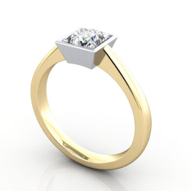 Thumb Diamond Ring RS10 Princess Yellow Gold 3D
