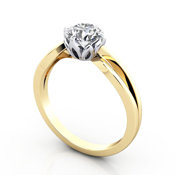 Thumb Diamond Ring RS8 Yellow Gold 3D