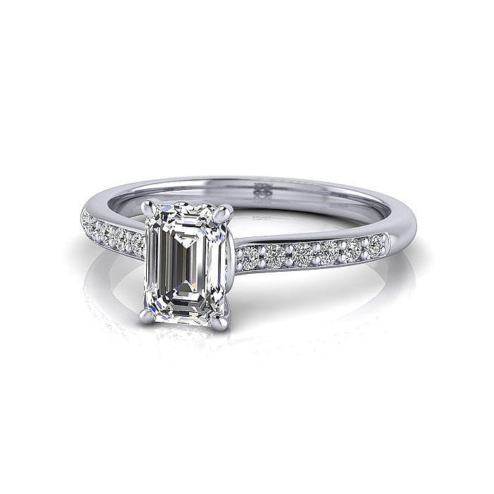 Engagement Ring, White Gold, Emerald Cut Diamond, RSA1, LF