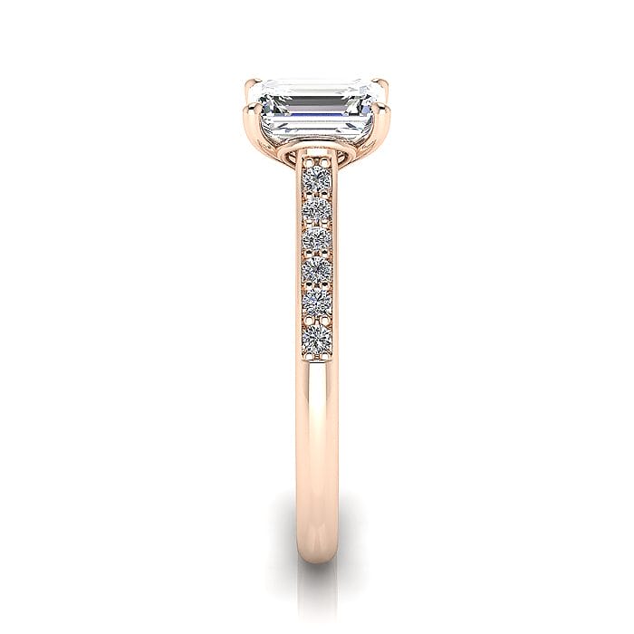 Engagement Ring, Rose Gold, Emerald Cut Diamond, RSA1, SV