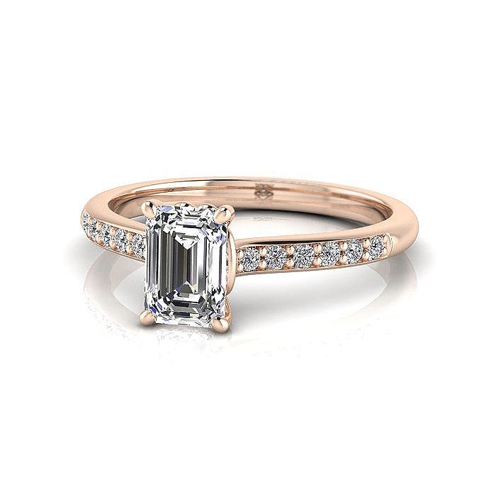 Engagement Ring, Rose Gold, Emerald Cut Diamond, RSA1, LF
