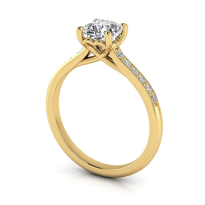 Engagement Ring, Yellow, Cushion Cut Diamond, RSA1, 3D