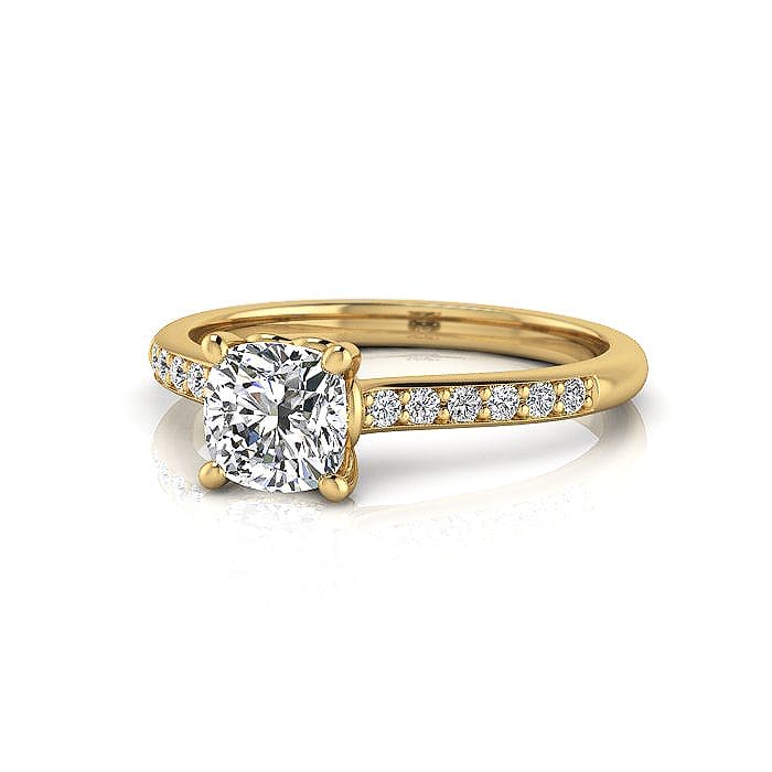 Engagement Ring, Yellow, Cushion Cut Diamond, RSA1, LF