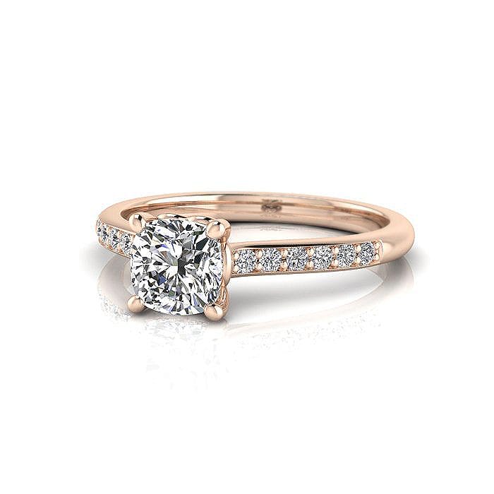 Engagement Ring, Rose Gold, Cushion Cut Diamond, RSA1, LF