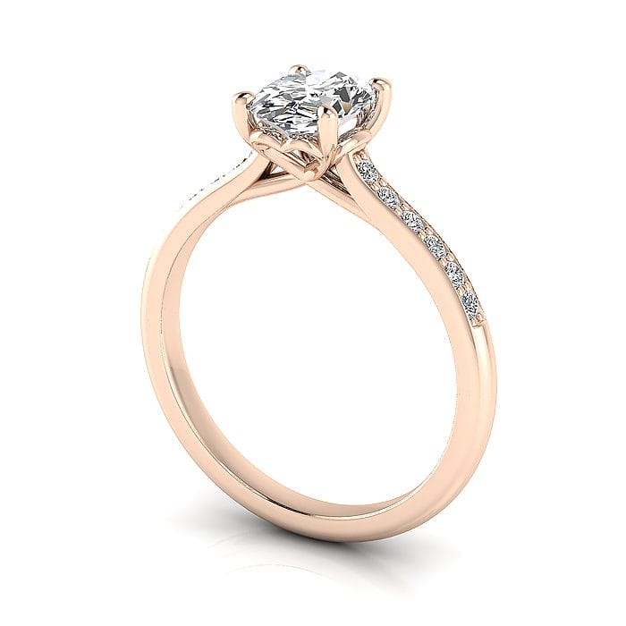 Engagement Ring, Rose Gold, Oval Cut Diamond, RSA1, 3D