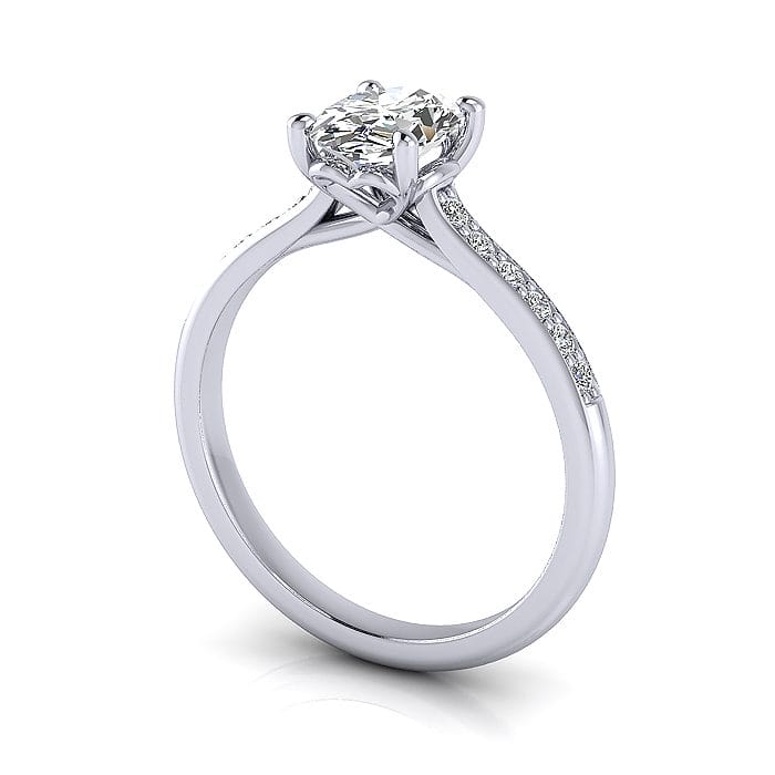 Engagement Ring, White Gold, Oval Cut Diamond, RSA1, 3D Engagement Ring, White Gold, Oval Cut Diamond, RSA1, 3D