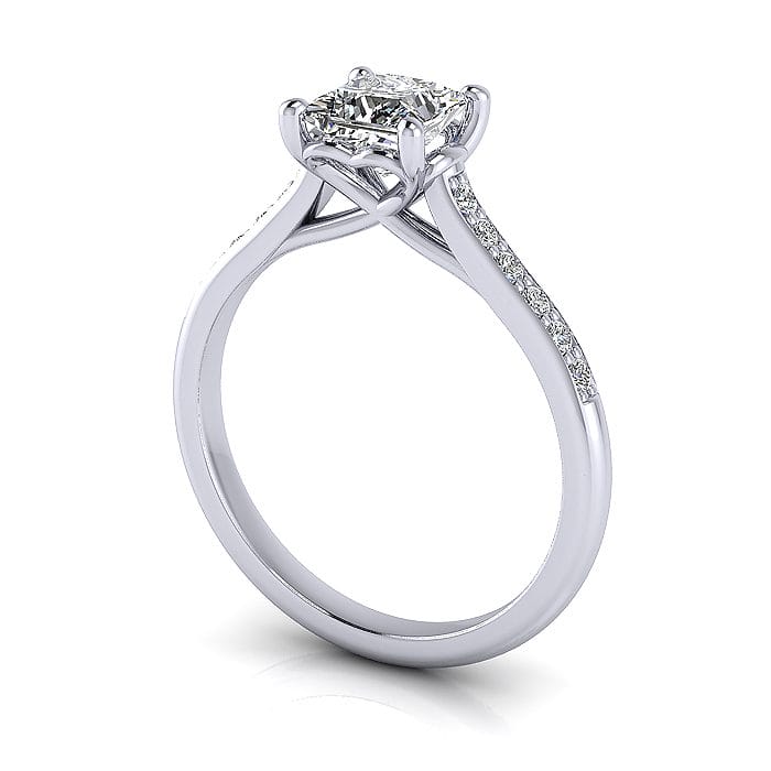 Engagement Ring, White Gold, Princess Cut Diamond, RSA1, 3D Engagement Ring, White Gold, Princess Cut Diamond, RSA1, 3D