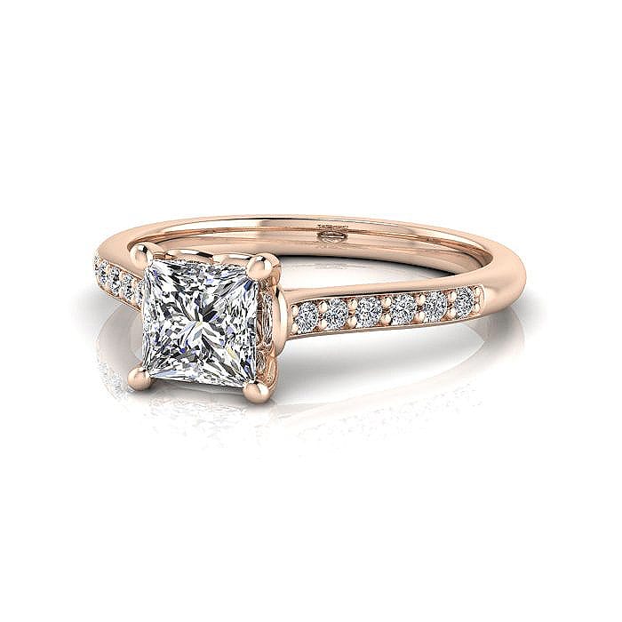 Engagement Ring, Rose Gold, Princess Cut Diamond, RSA1, LF