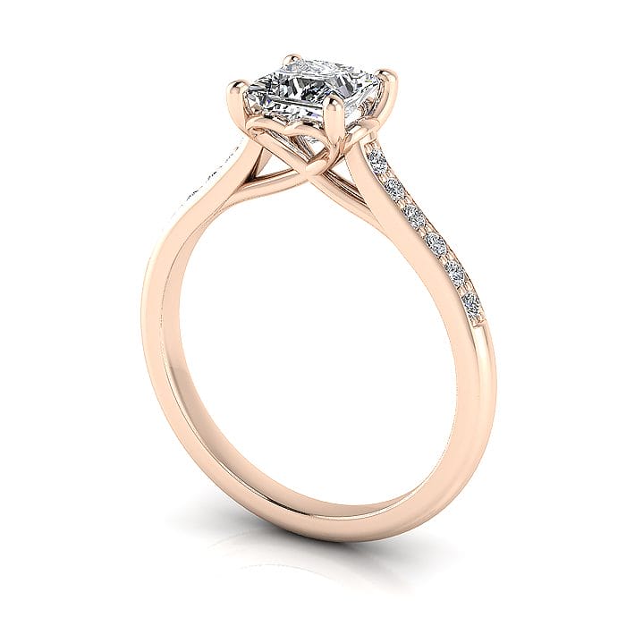 Engagement Ring, Rose Gold, Princess Cut Diamond, RSA1, 3D