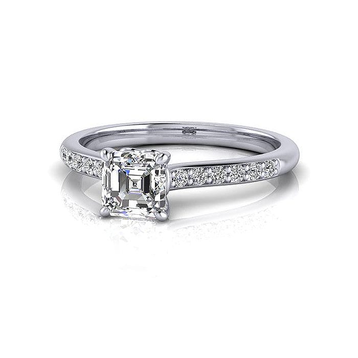 Engagement Ring, White Gold, Asscher Cut Diamond, LF