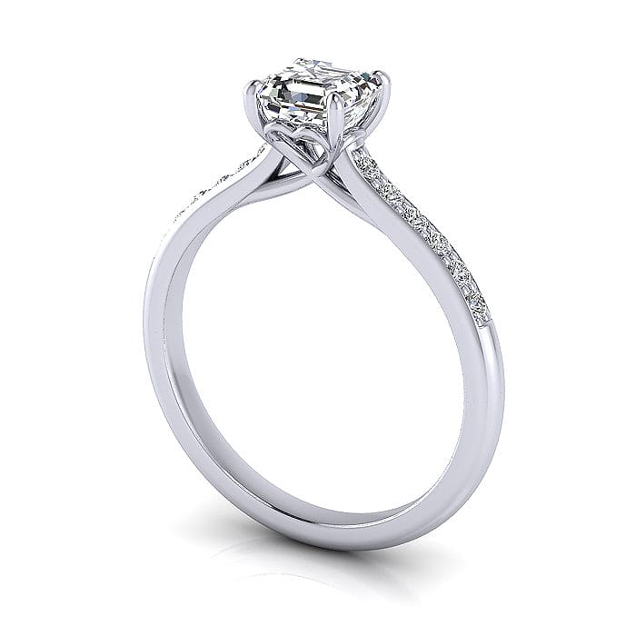 Engagement Ring, White Gold, Asscher Cut Diamond, 3D