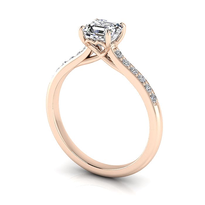 Engagement Ring, Rose Gold, Asscher Cut Diamond, 3D