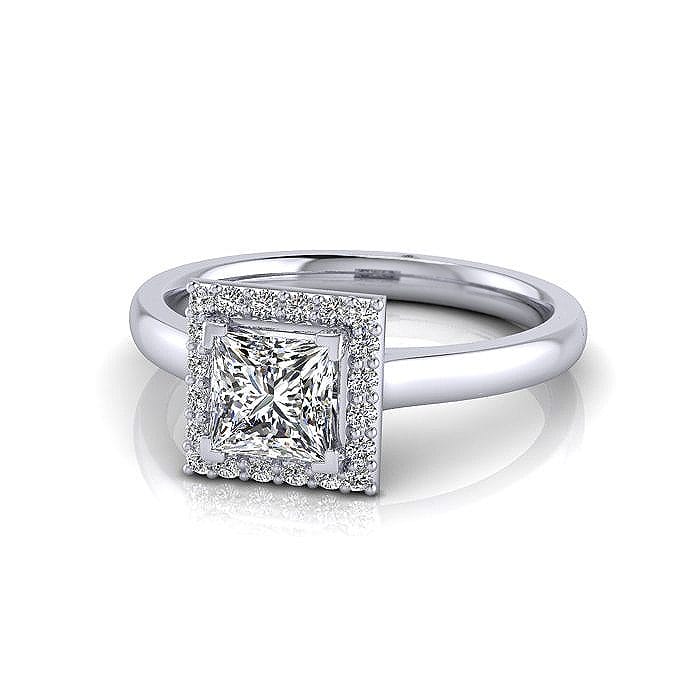 Princess halo ring, platinum, rh1,lf