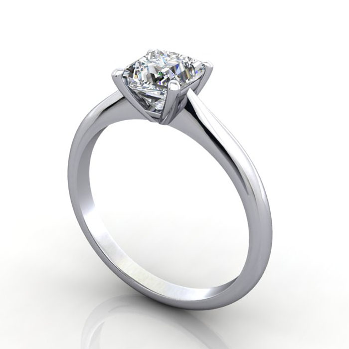 Thumb Diamond Ring RS14 Princess White Gold 3D