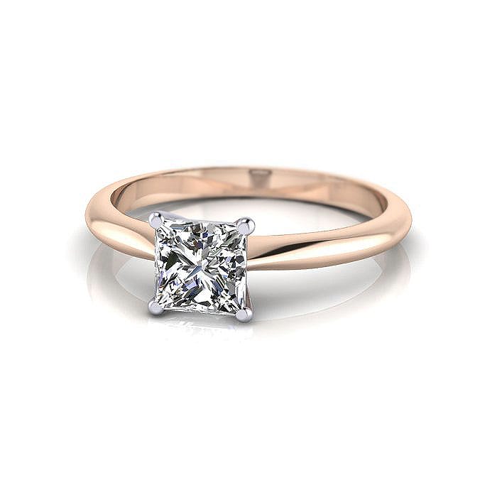 Engagement Ring, Princess Cut, RS14, Rose Gold, LF