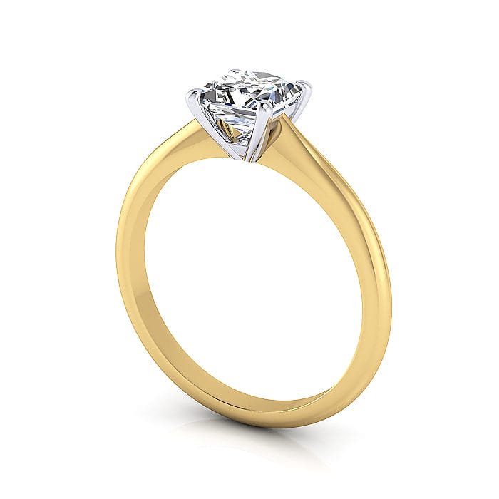 Engagement Ring, Princess Cut, RS14, Yellow Gold, 3D