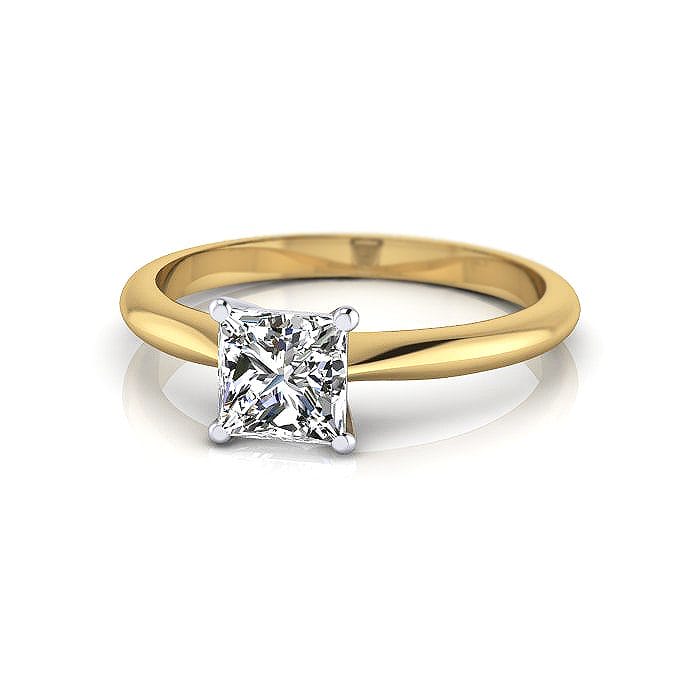 Engagement Ring, Princess Cut, RS14, Yellow Gold, LF