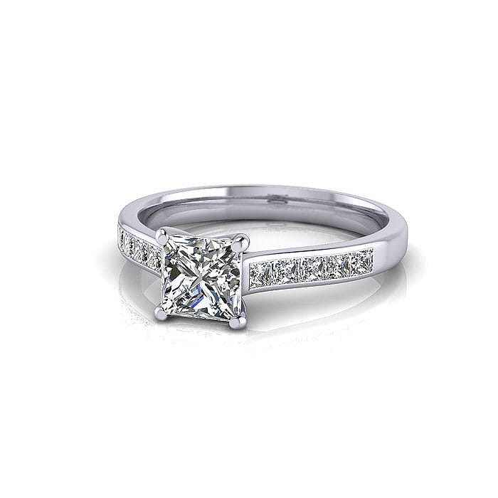Engagement Ring, Princess Cut, RSA2, White Gold, LF