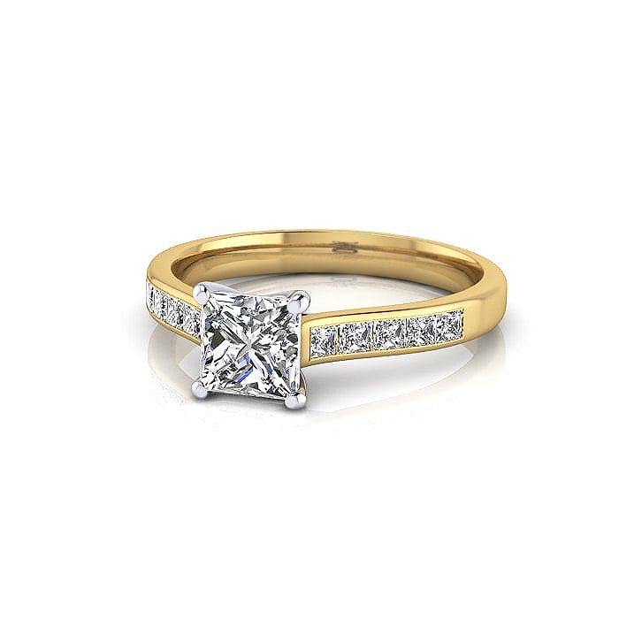 Engagement Ring, Princess Cut, RSA2, Yellow Gold, LF