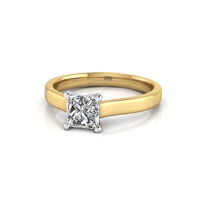 Engagement Ring, Princess Cut, RS12, Yellow Gold, LF