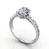 Thumb Oval Cut Vintage Diamond Ring Platinum RV1 3D