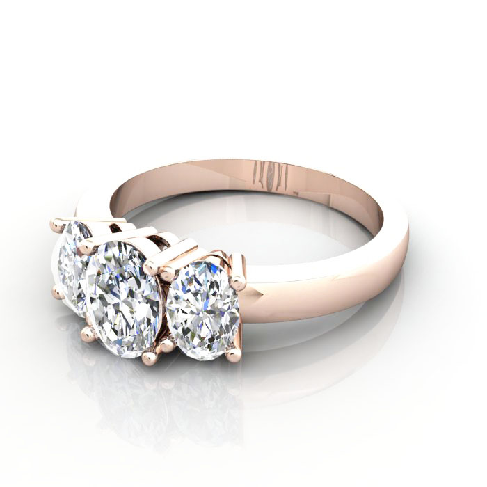 Oval Cut Trilogy Diamond Ring RT13 Rose Gold LF