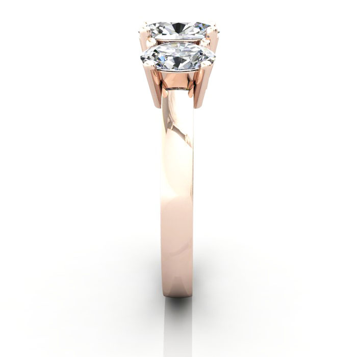 Oval Cut Trilogy Diamond Ring RT13 Rose Gold SV