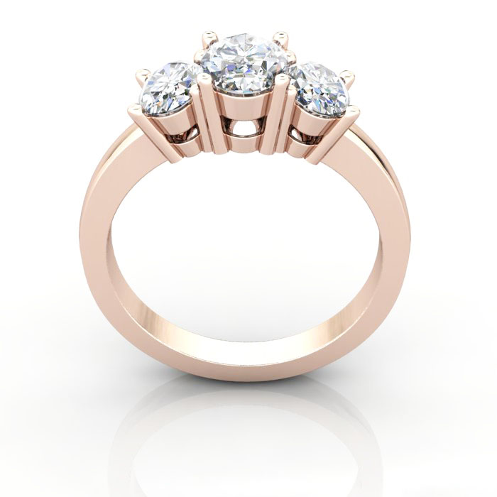 Oval Cut Trilogy Diamond Ring RT13 Rose Gold TF