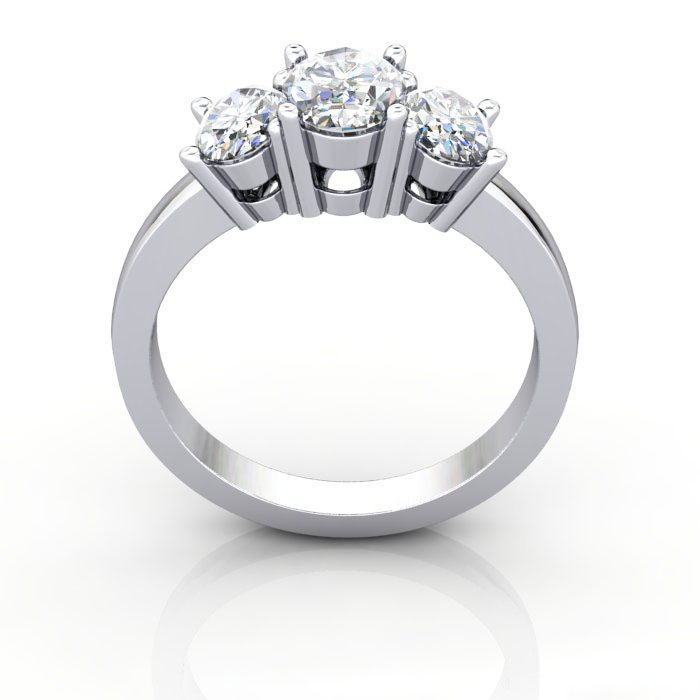 Oval Cut Trilogy Diamond Ring RT13 White Gold TF