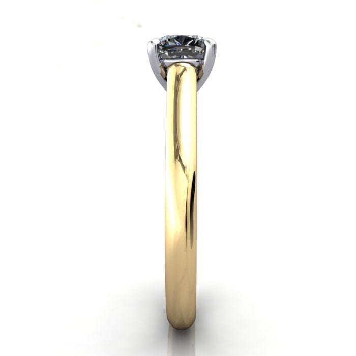 Solitaire Diamond Ring, RS35. Yellow Gold, Cushion, TF