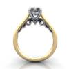 Solitaire Diamond Ring, RS35. Yellow Gold, Cushion, TF