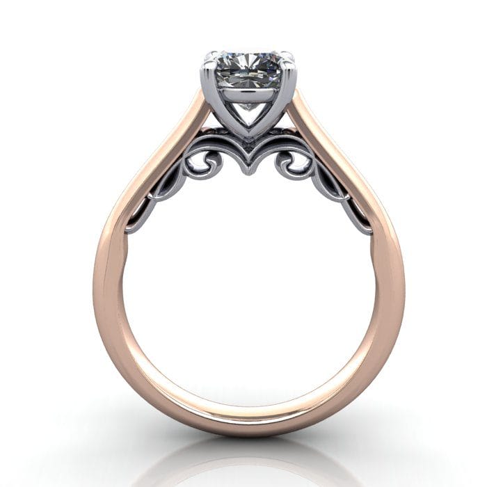 Solitaire Diamond Ring, RS35. Rose Gold, Cushion, TF Solitaire Diamond Ring, RS35. Rose Gold, Cushion, TF