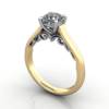 Solitaire Diamond Ring, RS35. Yellow Gold, Cushion, 3D